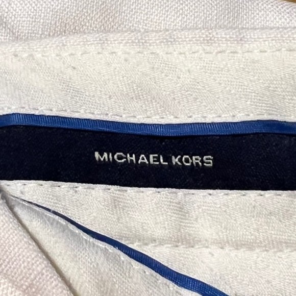 Michael Kors Womens White 100% Linen Straight Leg Trouser Pants Size 31/32 - Picture 5 of 10